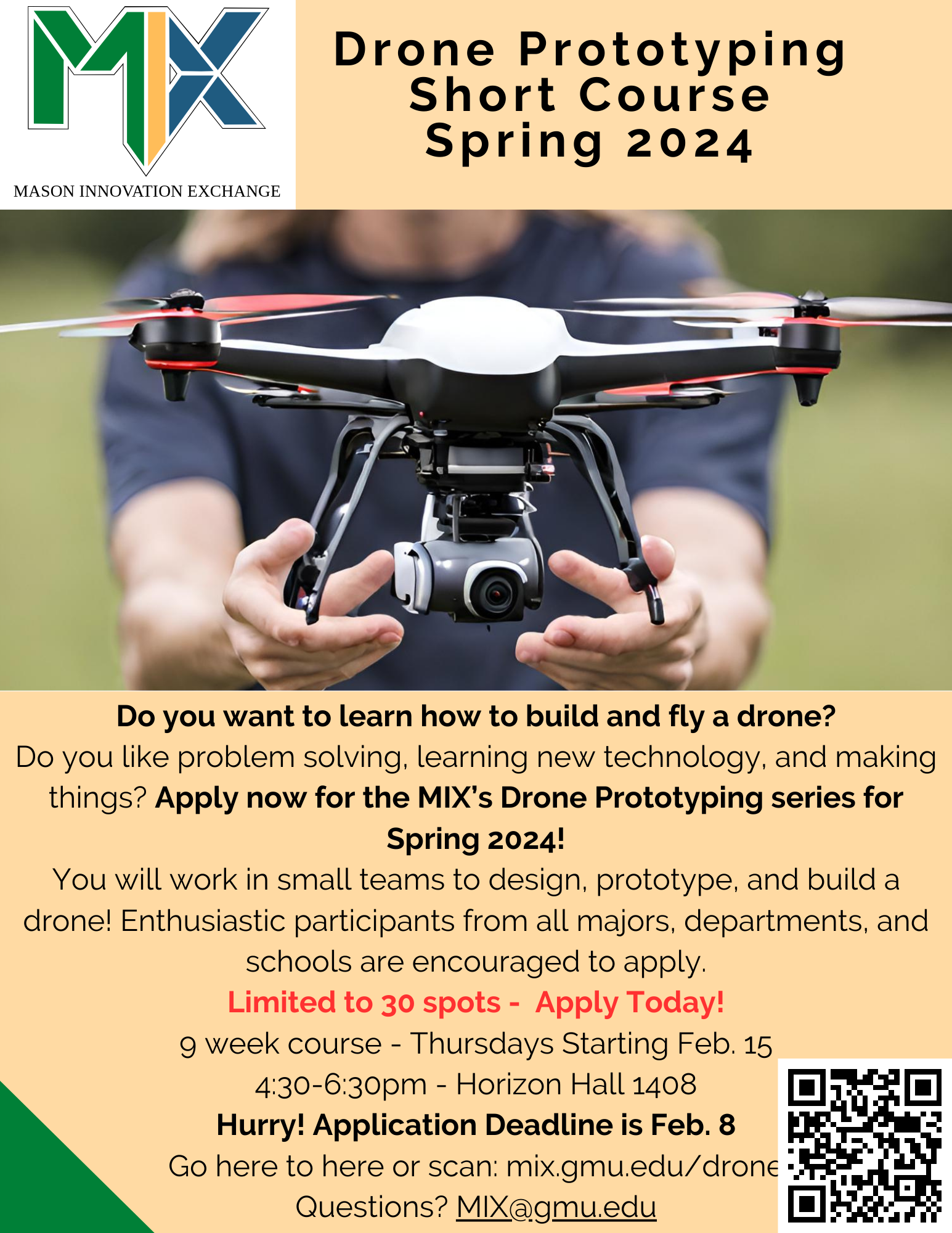 Sign up for the Mason Innovation Exchange's Drone Prototyping Workshop