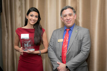 Scholarship recipient with Dean